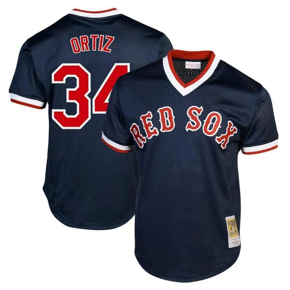 Ldoa B.Red Sox #34 David Ortiz Player Navy Cooperstown Collection Mesh T-shirt Home Stitched Jerseys