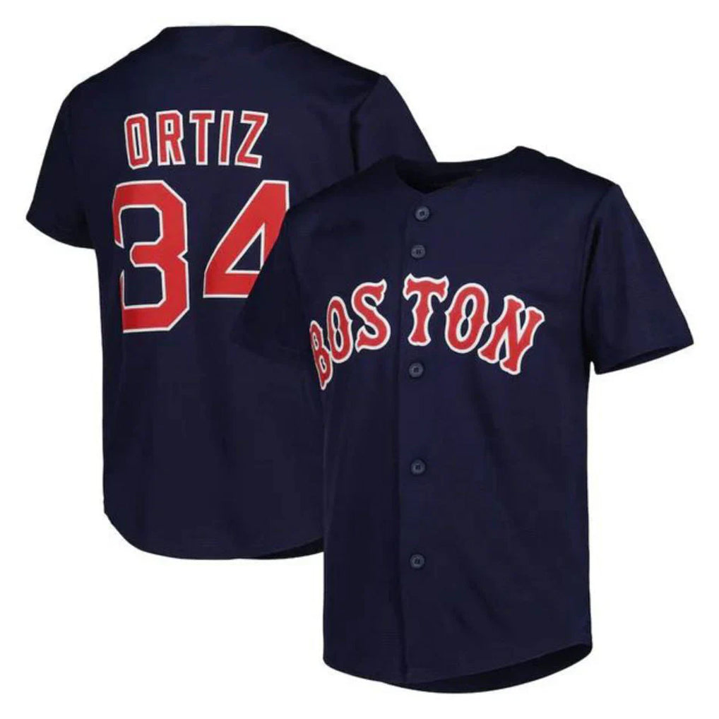 Ldoa B.Red Sox #34 David Ortiz Player Navy Mitchell & Ness Cooperstown Collection Mesh Home Stitched Jerseys