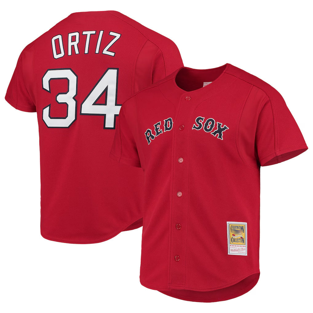 Ldoa B.Red Sox #34 David Ortiz Player Red Mitchell & Ness Cooperstown Collection Home Stitched Jerseys