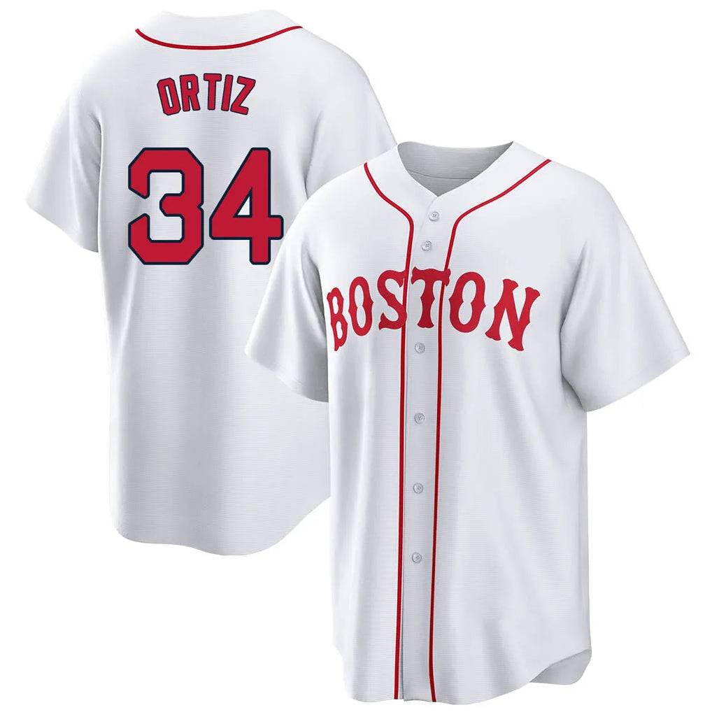 Ldoa B.Red Sox #34 David Ortiz Player White Game Home Stitched Jerseys
