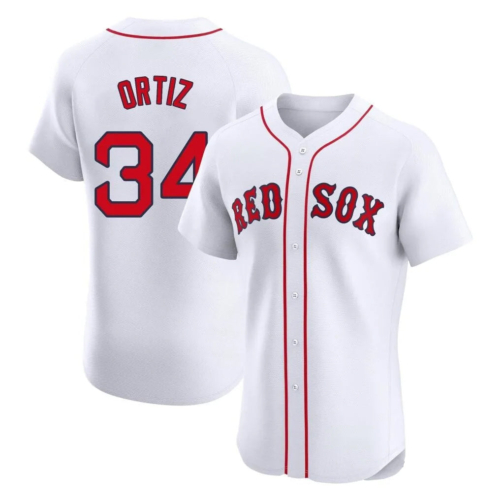 Ldoa B.Red Sox #34 David Ortiz Player White Limited Elite Home Game Stitched Jerseys