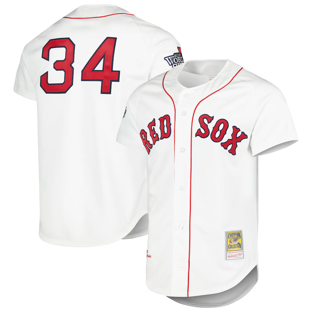 Ldoa B.Red Sox #34 David Ortiz Player White Mitchell & Ness Cooperstown Collection Mesh Home Stitched Jerseys