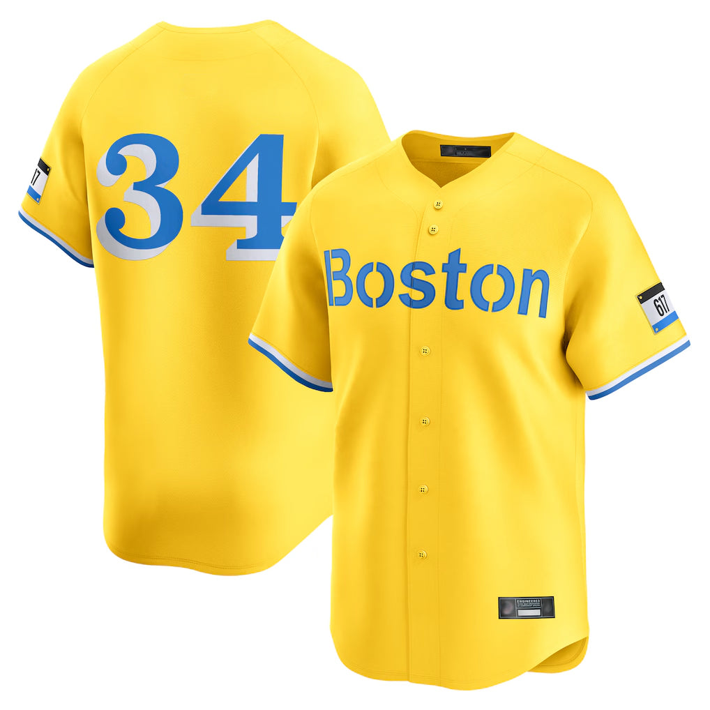 Ldoa B.Red Sox #34 David Ortiz Player Yellow Limited Home Game Stitched Jerseys