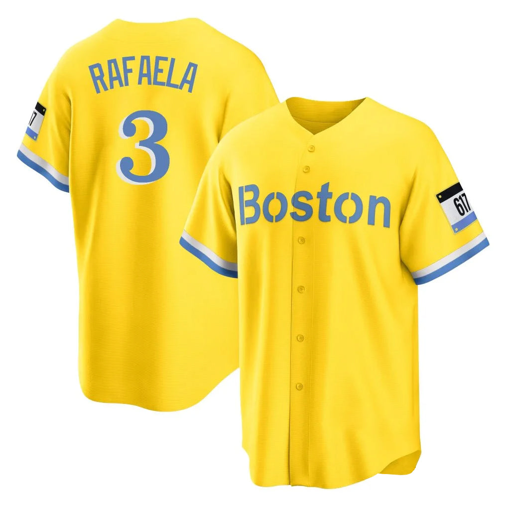 Ldoa B.Red Sox #3 Ceddanne Rafaela Player Yellow Home Game Stitched Jersey