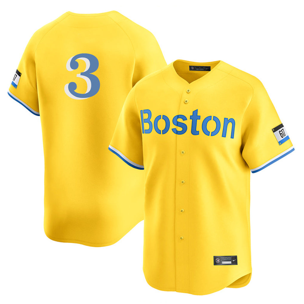 Ldoa B.Red Sox #3 Ceddanne Rafaela Player Yellow Limited Home Game Stitched Jersey