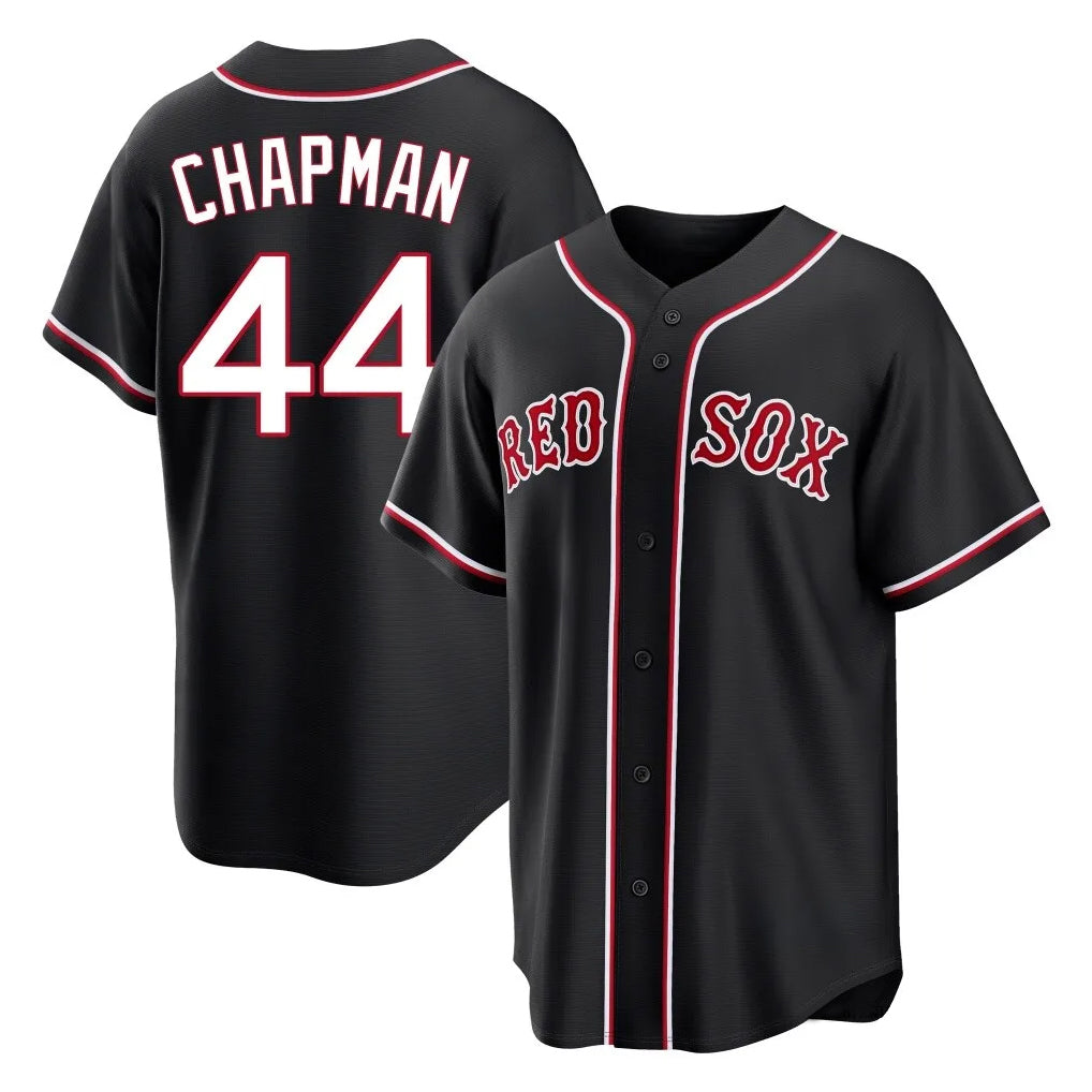 Ldoa B.Red Sox #44 Aroldis Chapman Player Black Out Home Game Stitched Jerseys