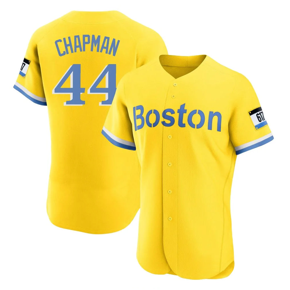 Ldoa B.Red Sox #44 Aroldis Chapman Player Yellow Limited Elite Home Game Stitched Jerseys