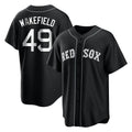 Ldoa B.Red Sox #49 Tim Wakefield Player Black Home Game Stitched Jerseys