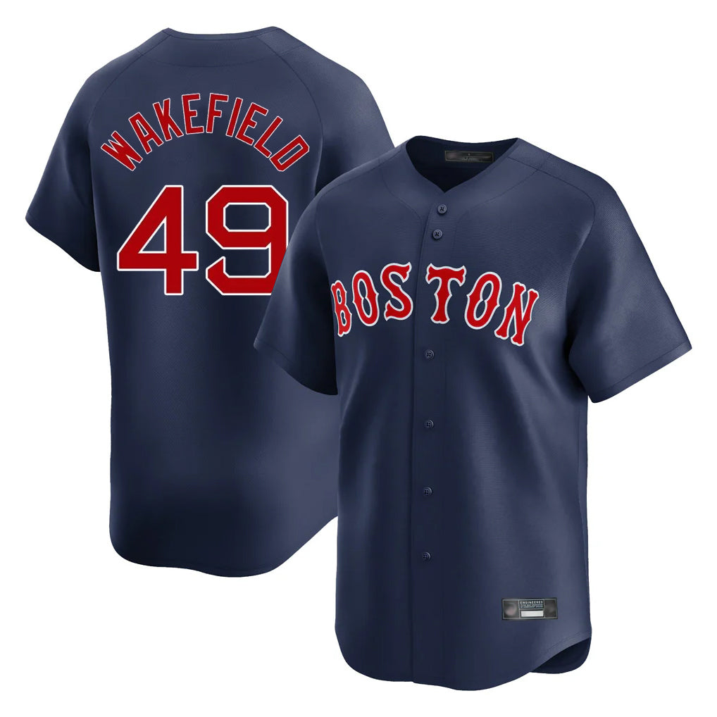 Ldoa B.Red Sox #49 Tim Wakefield Player Navy Limited Home Game Stitched Jerseys