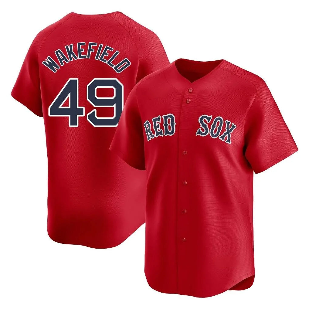 Ldoa B.Red Sox #49 Tim Wakefield Player Red Limited Home Game Stitched Jerseys
