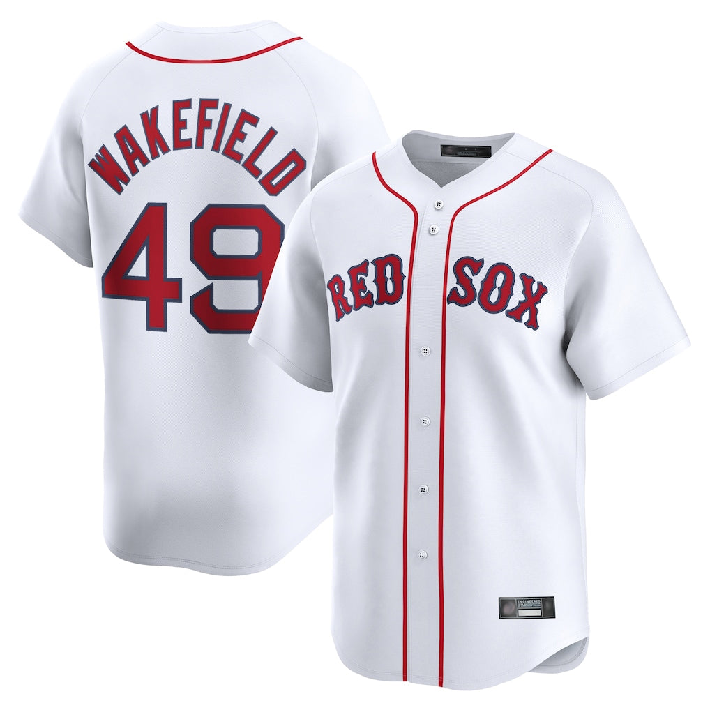 Ldoa B.Red Sox #49 Tim Wakefield Player White Limited Home Game Stitched Jerseys