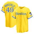 Ldoa B.Red Sox #49 Tim Wakefield Player Yellow Home Game Stitched Jerseys