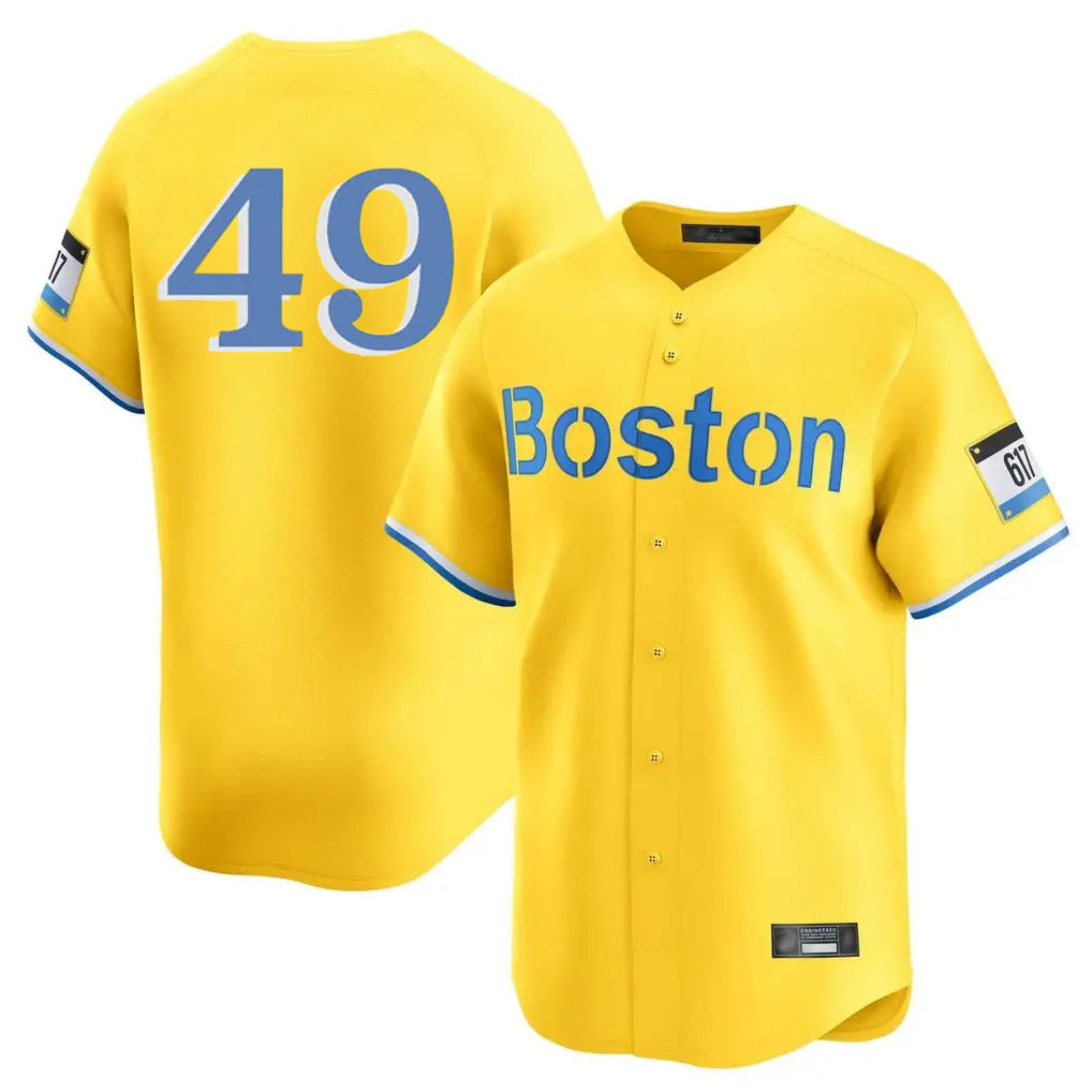 Ldoa B.Red Sox #49 Tim Wakefield Player Yellow Limited Home Game Stitched Jerseys