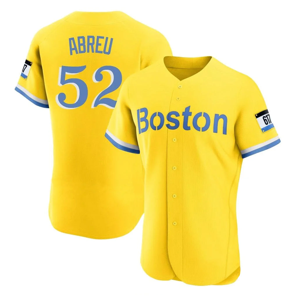 Ldoa B.Red Sox #52 Wilyer Abreu Player Yellow Limited Elite Home Game Stitched Jerseys