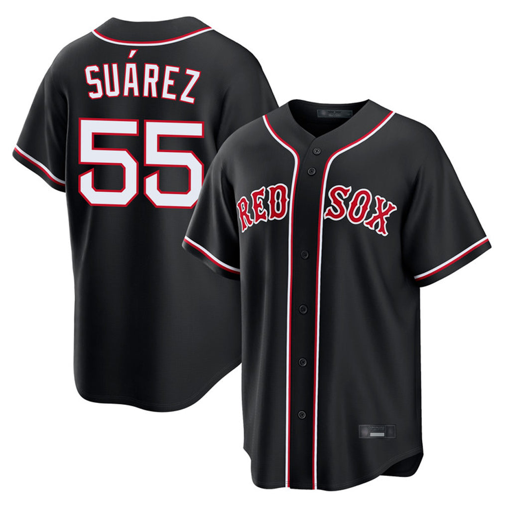 Ldoa B.Red Sox #55 Ranger Su¡§¡érez Player Black Out Home Game Stitched Jerseys