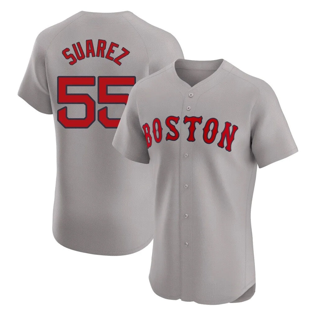 Ldoa B.Red Sox #55 Ranger Su¡§¡érez Player Gray Road Limited Elite Home Game Stitched Jerseys