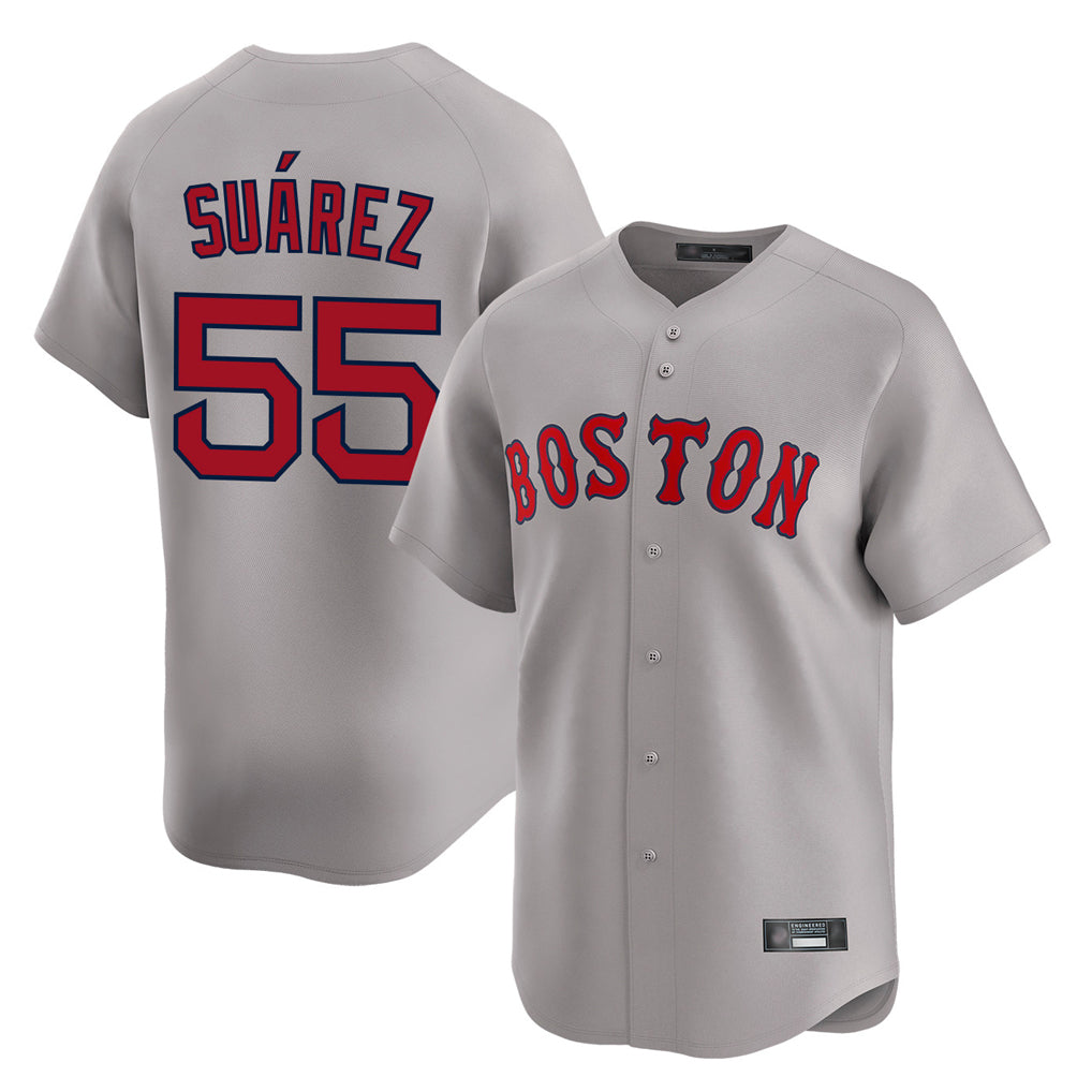 Ldoa B.Red Sox #55 Ranger Su¡§¡érez Player Gray Road Limited Home Game Stitched Jerseys