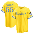 Ldoa B.Red Sox #55 Ranger Su¡§¡érez Player Yellow Home Game Stitched Jerseys