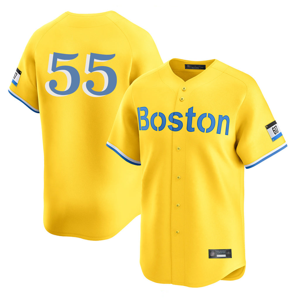 Ldoa B.Red Sox #55 Ranger Su¡§¡érez Player Yellow Limited Home Game Stitched Jerseys