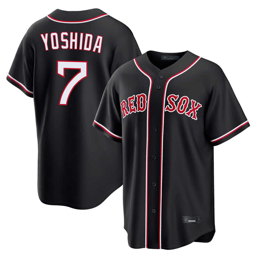 Ldoa B.Red Sox #7 Masataka Yoshida Player Black Home Game Stitched Jerseys