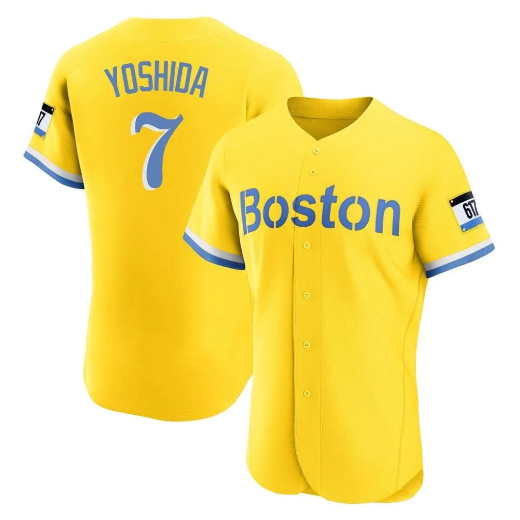 Ldoa B.Red Sox #7 Masataka Yoshida Player Yellow Limited Elite Home Game Stitched Jersey