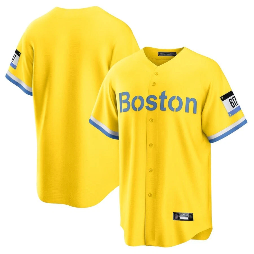 Ldoa B.Red Sox Blank Player Yellow Home Game Stitched Jerseys