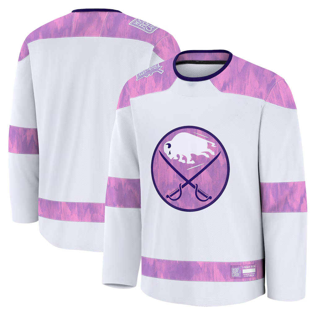 Tuec B.Sabres White 2024 Hockey Fights Cancer Practice Stitched Jerseys