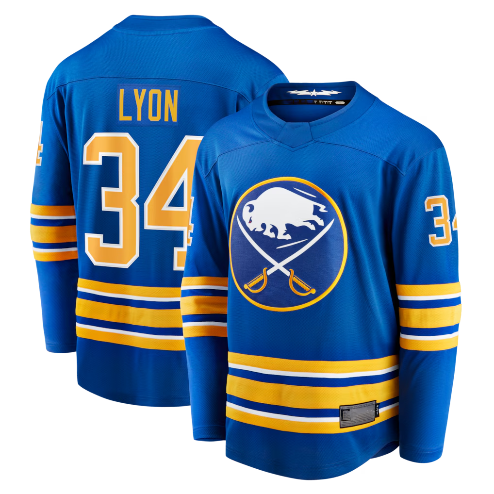 Tuec B.Sabres #34 Alex Lyon Royal Home Breakaway Stitched Jerseys