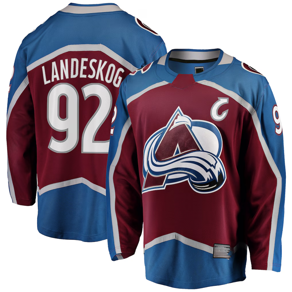Tuec C.Avalanche #92 Gabriel Landeskog Burgundy Captain Patch Home Breakaway Jerseys