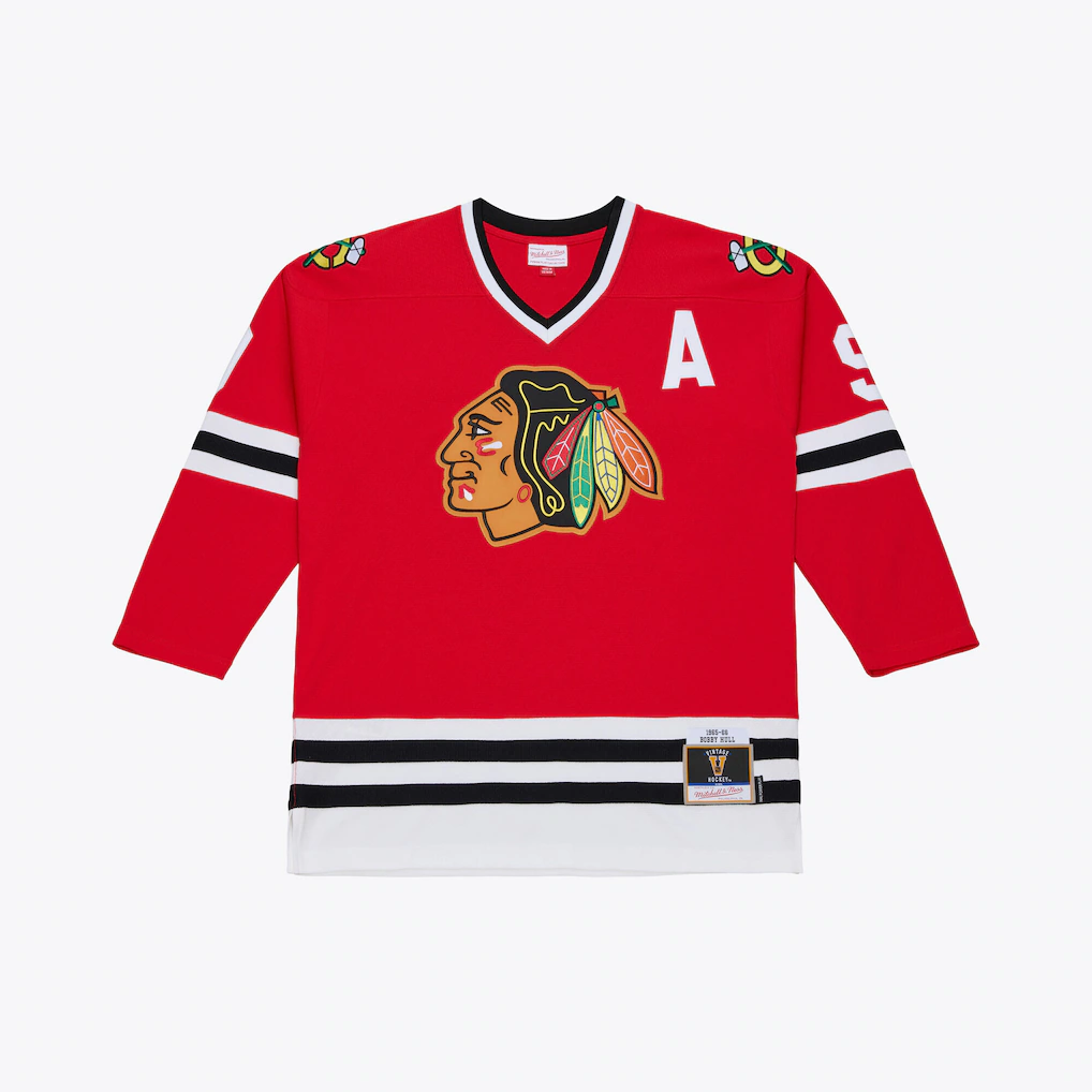 Tuec C.Blackhawks Bobby Hull Mitchell & Ness Red 1966 Power Play Jerseys