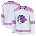 Tuec C.Blackhawks White 2024 Hockey Fights Cancer Practice Jerseys