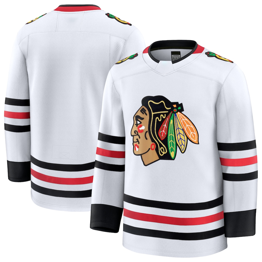 Tuec C.Blackhawks White Away Premium Jerseys