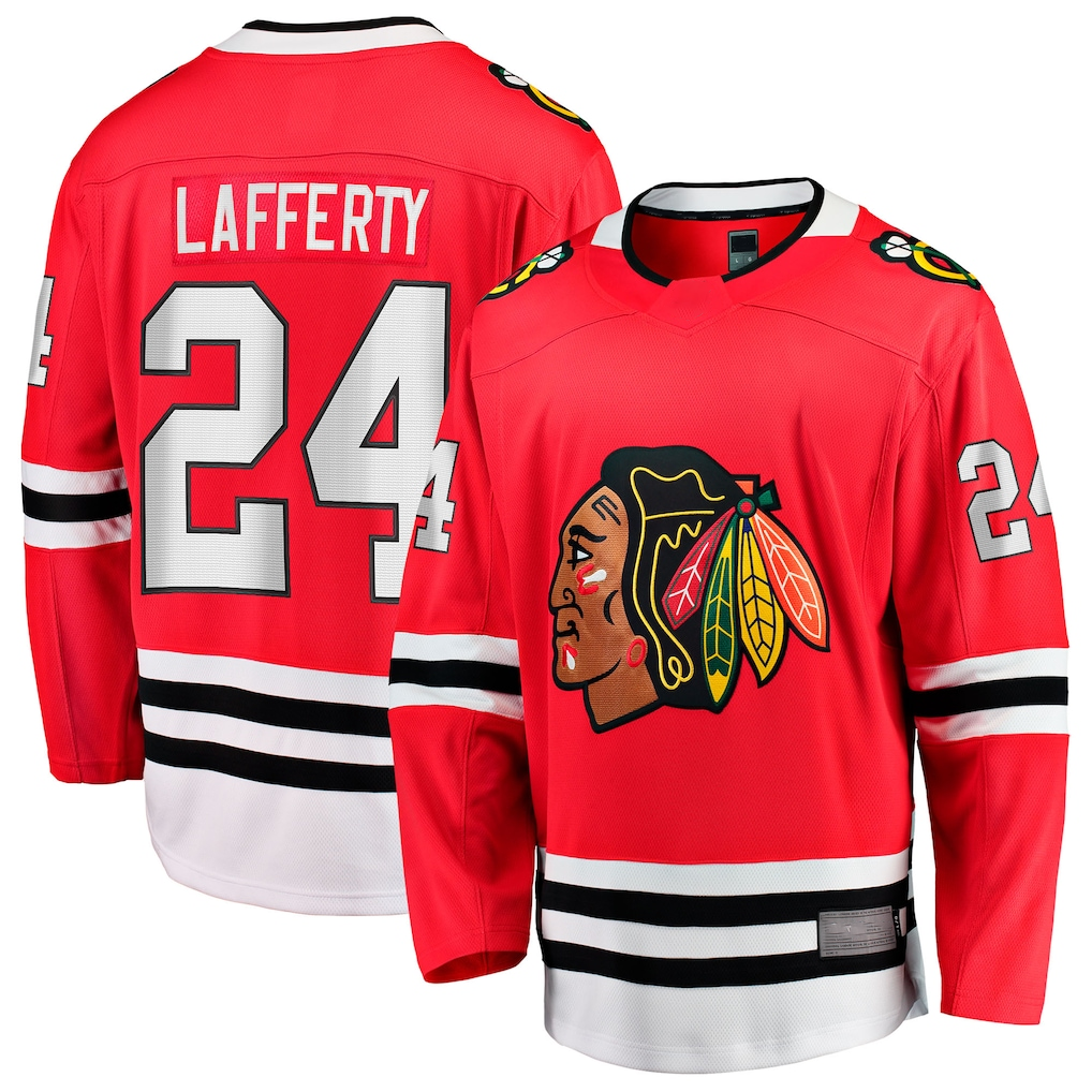 Tuec C.Blackhawks #24 Sam Lafferty  Red Home Breakaway Jerseys