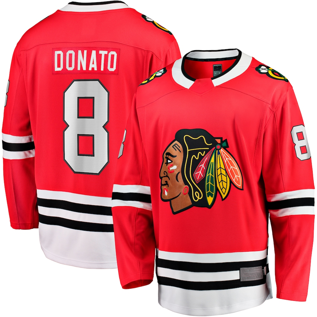 Tuec C.Blackhawks #8 Ryan Donato Red Home Breakaway Jerseys