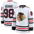 Tuec C.Blackhawks #98 Connor Bedard White Away Premium Jerseys