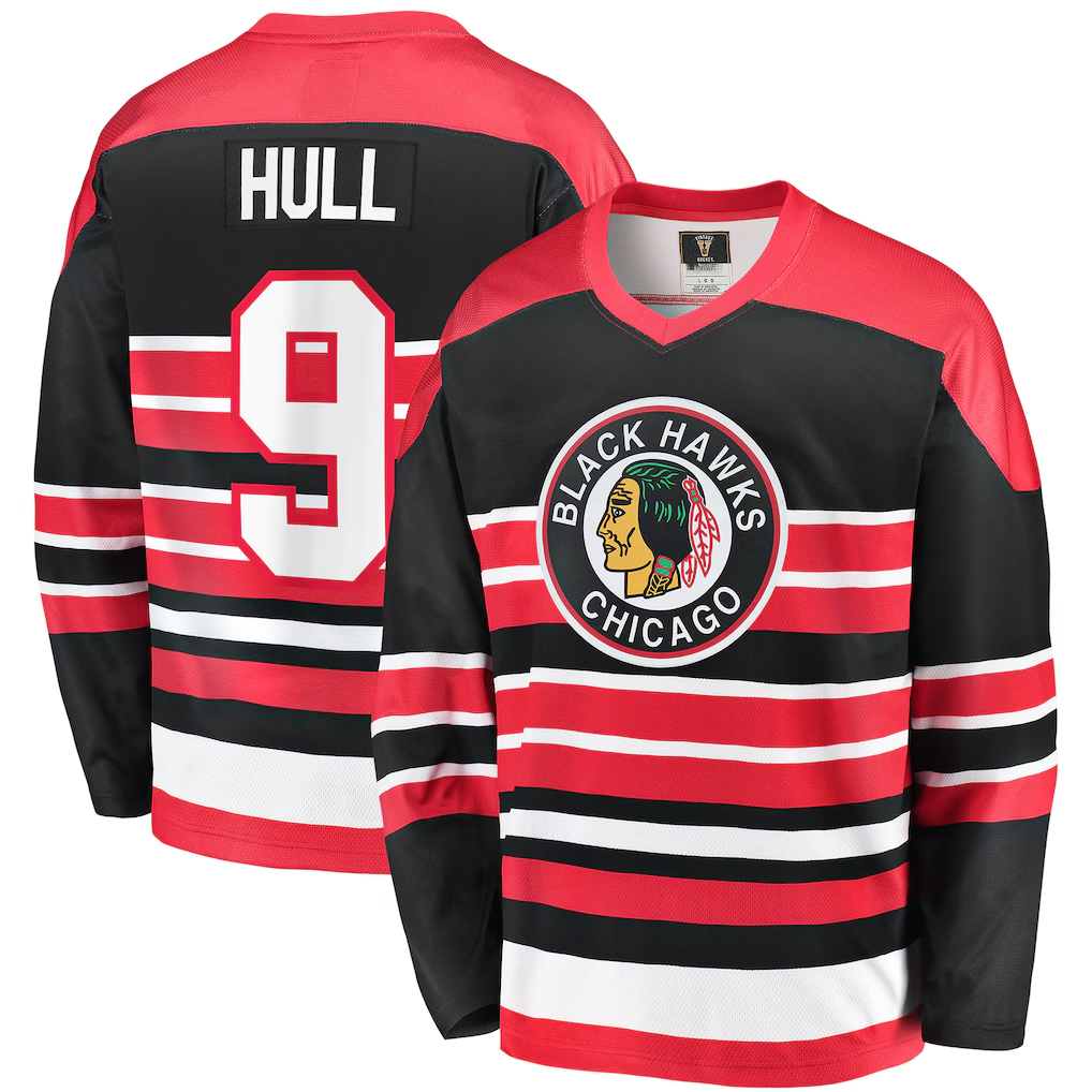 Tuec C.Blackhawks #9 Bobby Hull Red Premier Breakaway Retired Player Jerseys