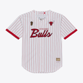 Ldoa C.Bulls Mitchell & Ness White Head Coach Pinstripe Mesh Full-Button Baseball Jerseys