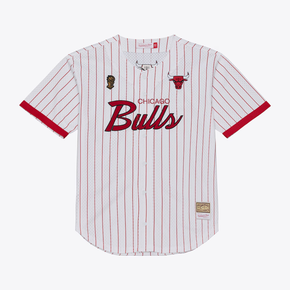 Ldoa C.Bulls Mitchell & Ness White Head Coach Pinstripe Mesh Full-Button Baseball Jerseys
