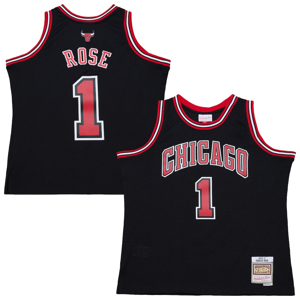 Ldoa C.Bulls #1 Derrick Rose Mitchell & Ness Black Big & Tall 2010-11 Swingman Jerseys