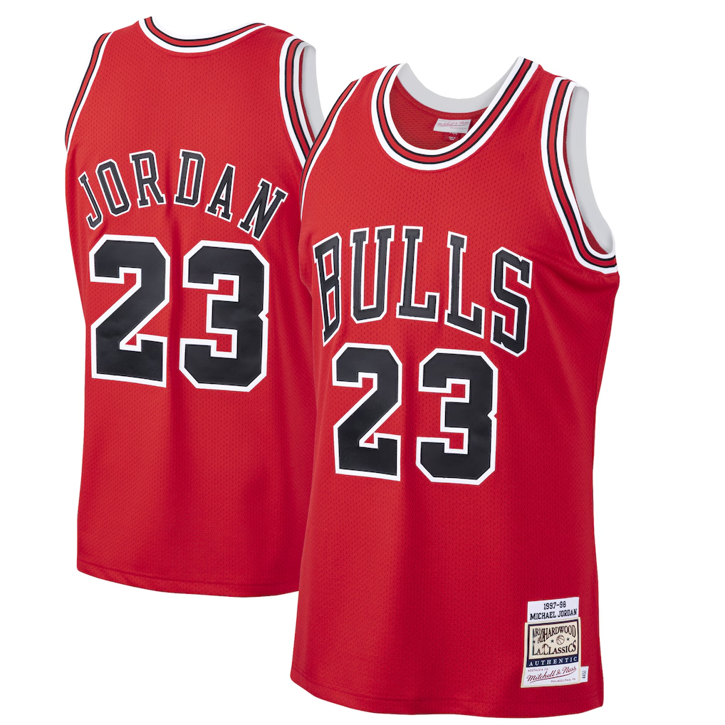 Ldoa C.Bulls #23 Michael Jordan Mitchell & Ness Scarlet 1997-98 Hardwood Classics Authentic Jerseys