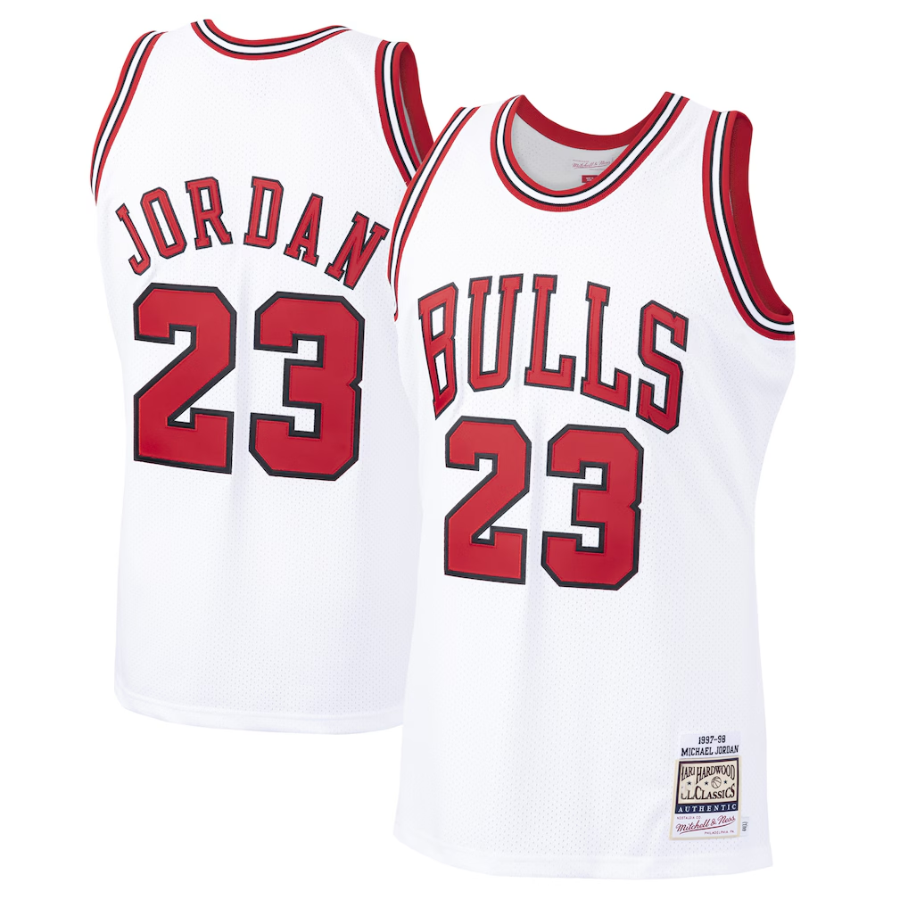 Ldoa C.Bulls #23 Michael Jordan Mitchell & Ness White 1997-98 Hardwood Classics Authentic Jerseys