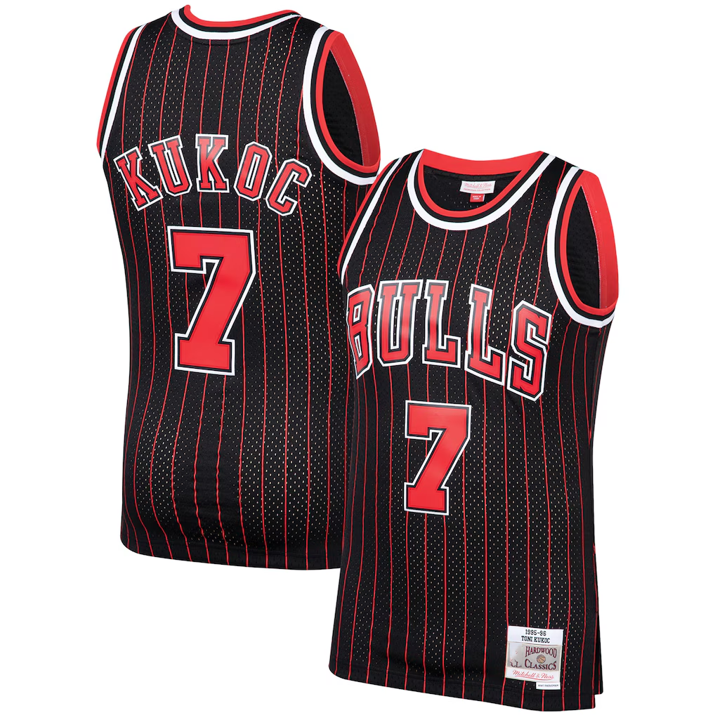 Ldoa C.Bulls #7 Toni Kukoc Mitchell & Ness Black 1995-96 Hardwood Classics Swingman Jerseys