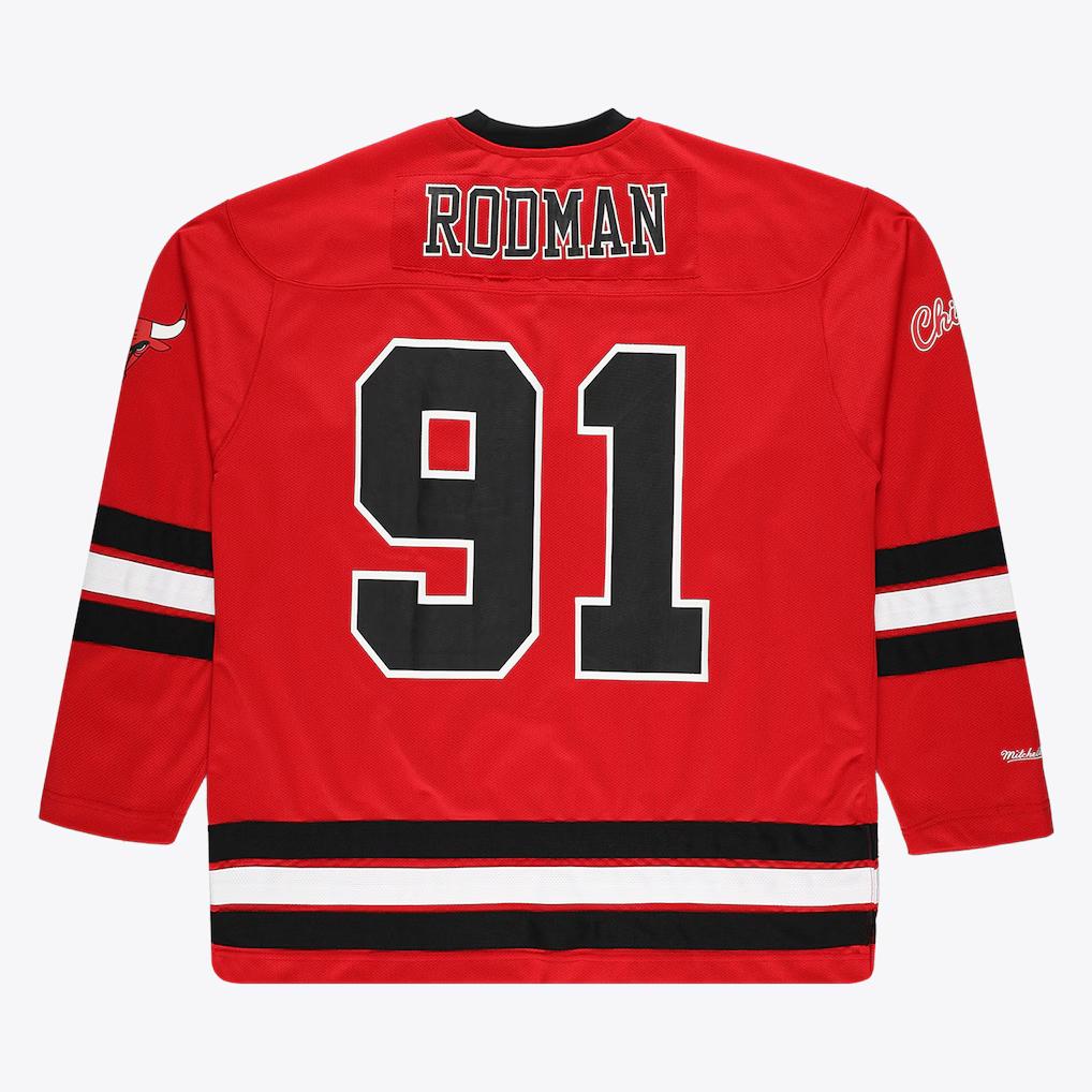 Ldoa C.Bulls #91 Dennis Rodman Mitchell & Ness Red Big & Tall  Hockey Jerseys