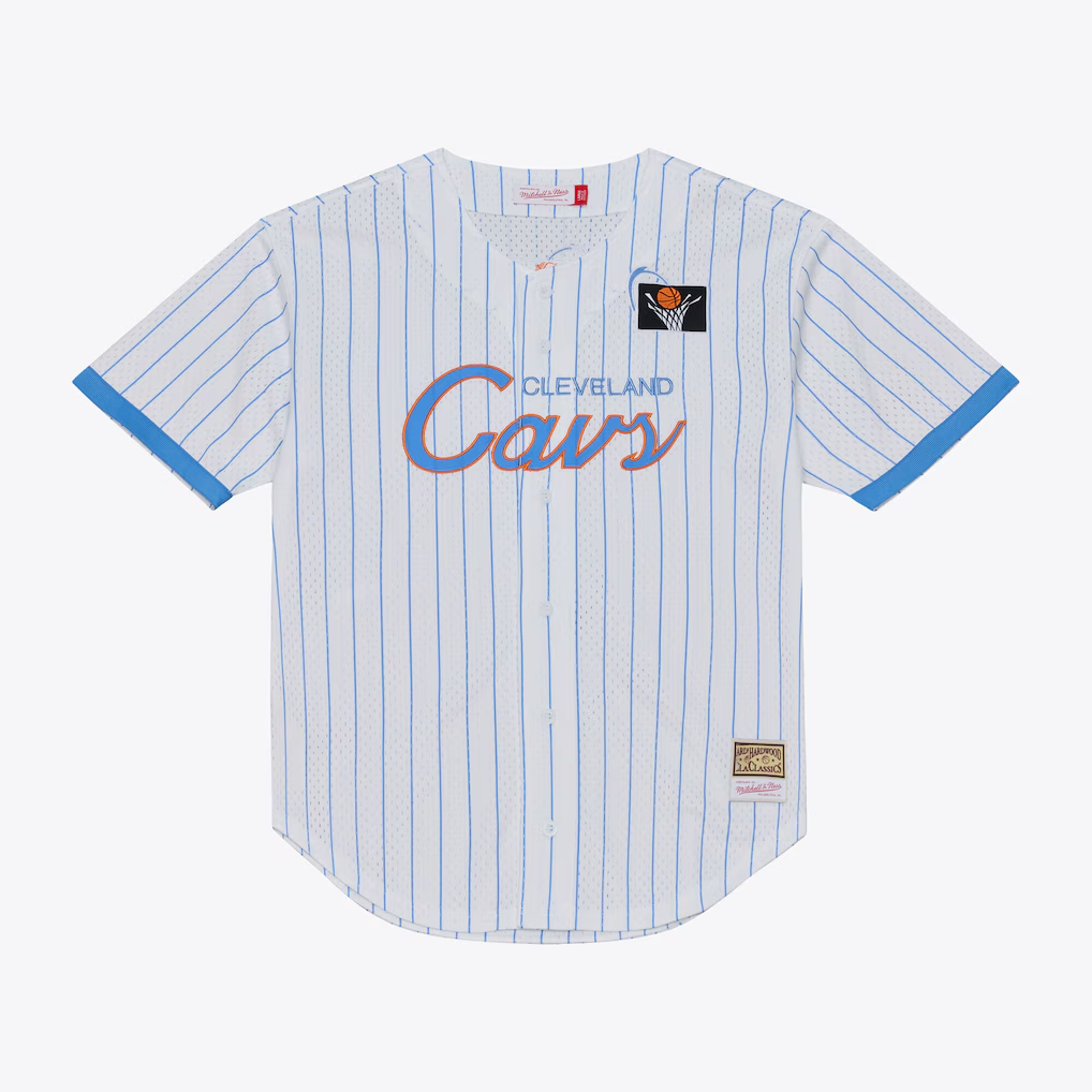 Ldoa C.Cavaliers Mitchell & Ness White Head Coach Pinstripe Mesh Full-Button Baseball Jerseys