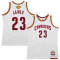 Ldoa C.Cavaliers #23 LeBron James Mitchell & Ness White 2015-16 Hardwood Classics Authentic Jerseys