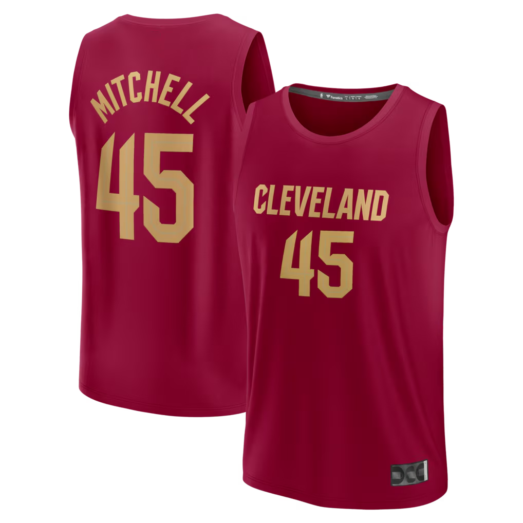 Ldoa C.Cavaliers #45 Donovan Mitchell Wine Fast Break Replica Jerseys - Icon Edition