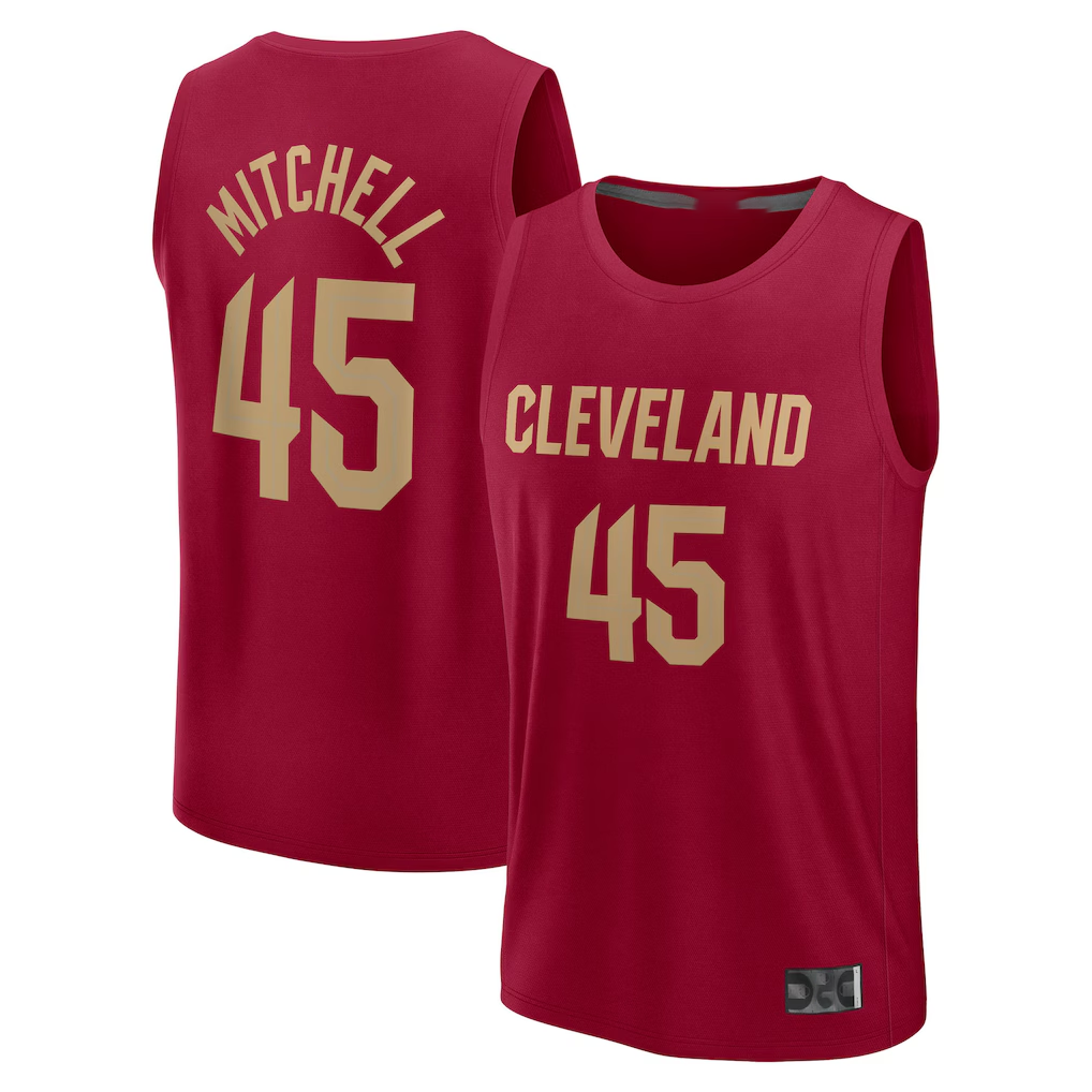 Ldoa C.Cavaliers #45 Donovan Mitchell Wine Fast Break Replica Player Jerseys - Icon Edition