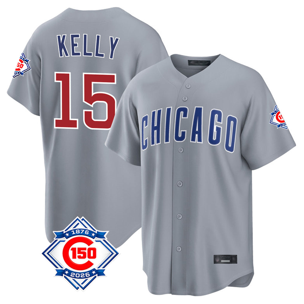 Ldoa C.Cubs #15 Carson Kelly Player Gray 150th Anniversary Home Game Stitched Jerseys