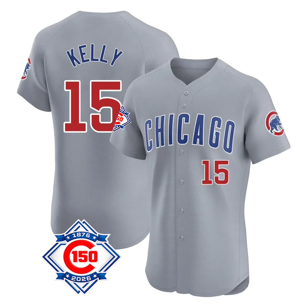 Ldoa C.Cubs #15 Carson Kelly Player Gray Road 150th Anniversary Limited Elite Home Stitched Jerseys