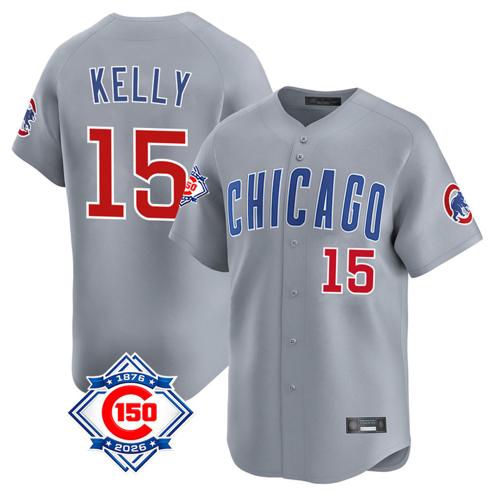 Ldoa C.Cubs #15 Carson Kelly Player Gray Road 150th Anniversary Limited Home Stitched Jerseys